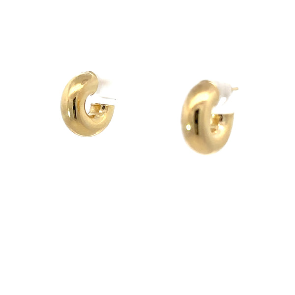 14K Yellow Gold Chunky Mini Stud Hoop Earrings