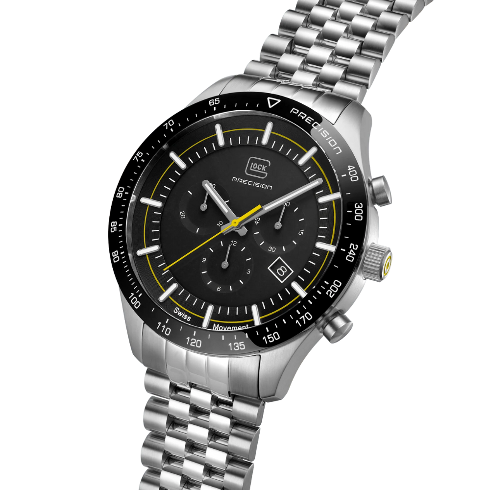 GLOCK Precision Silver-Tone Stainless Steel Chronograph Watch