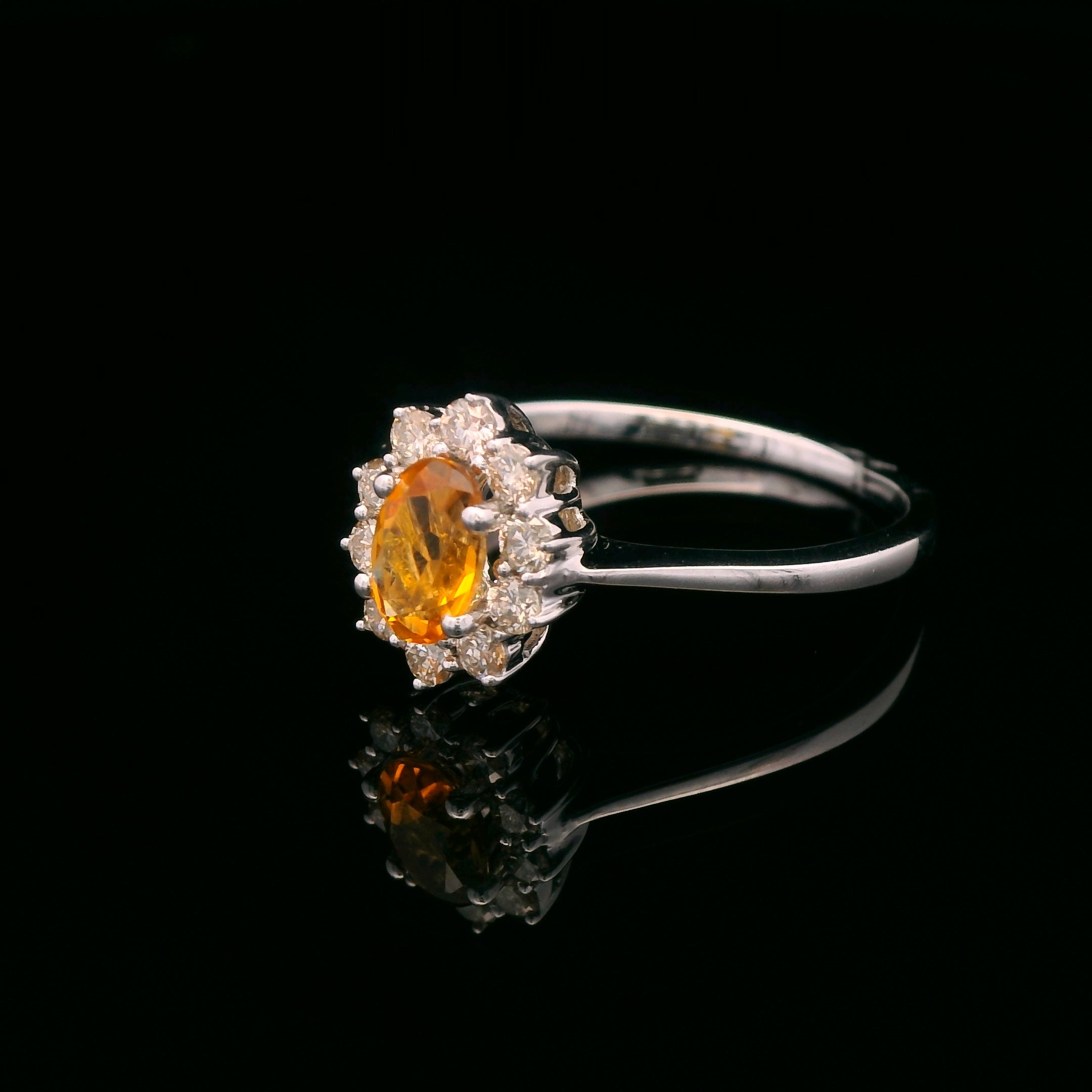 10k White Gold 1/4 CTW Diamond Citrine Ring