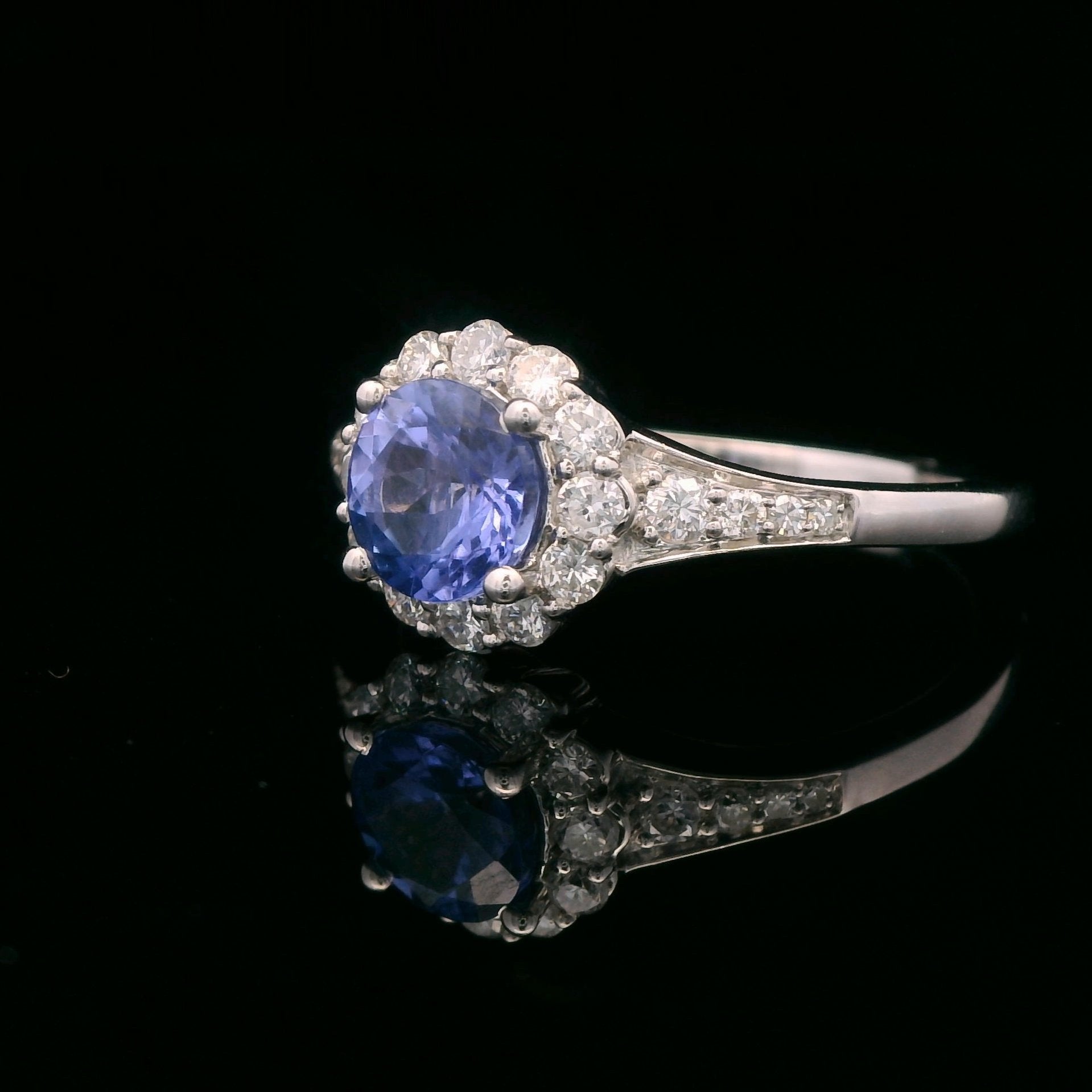 10k White Gold 1/3 CTW Diamond 7/8 CT Tanzanite Ring