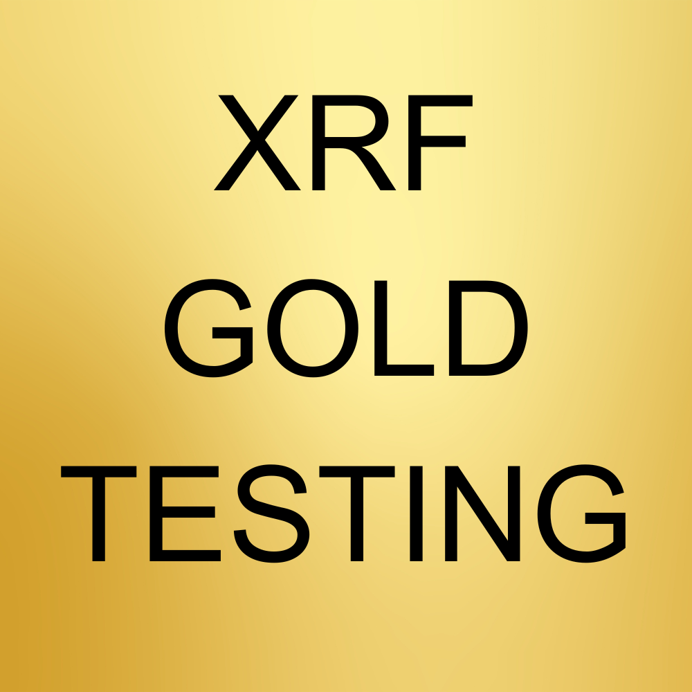 GOLD BACKGROUND WITH WORDS THAT SAY "XRF GOLD TESTING"