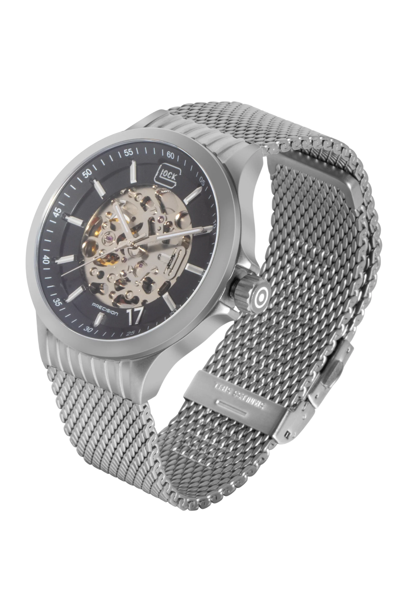 Silver-tone Sandblasted Stainless Steel Glock Watch