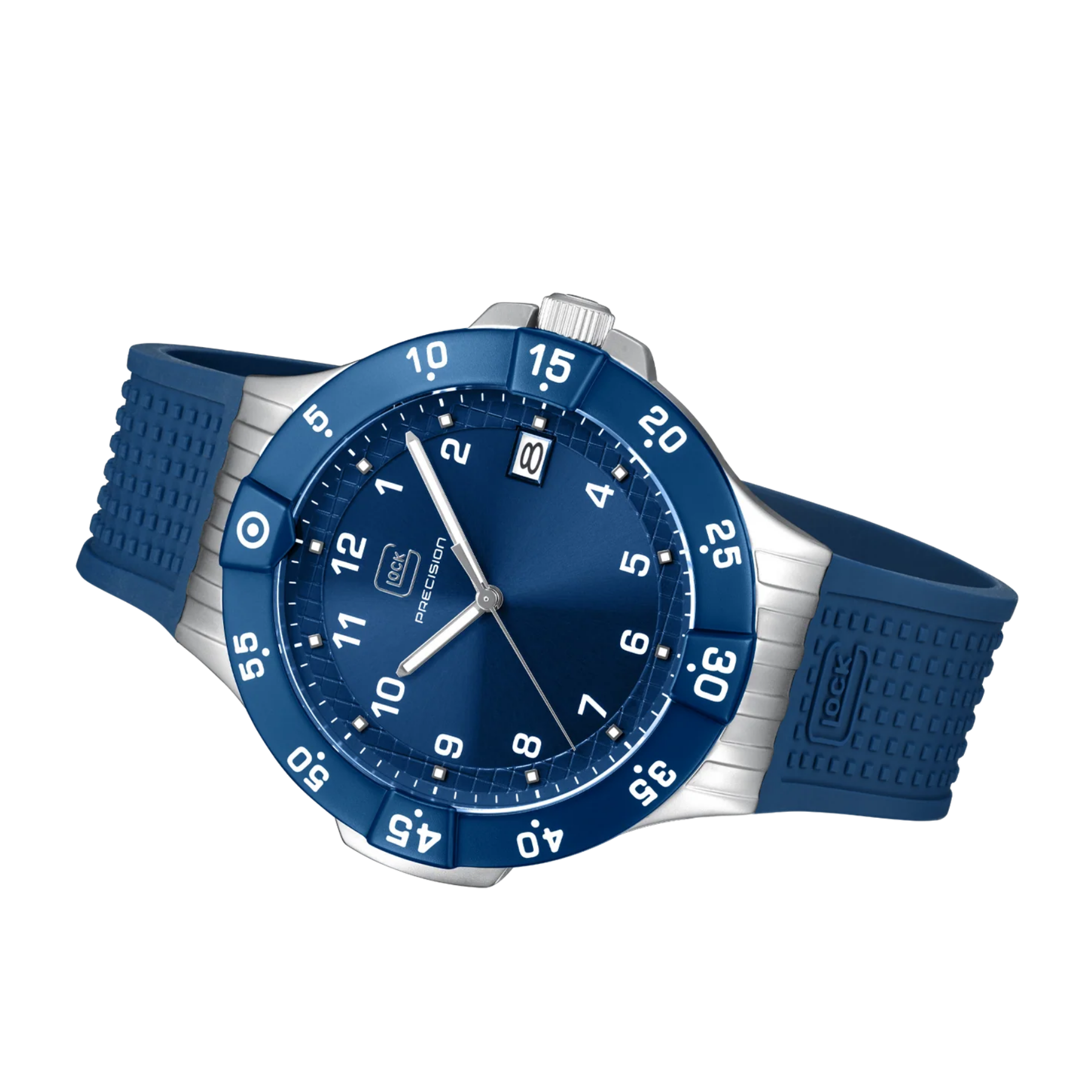 Glock Watch Super Sale - Stainless Steel Case with Dark Blue Face and Silicone Strap (GW-15-5-22)