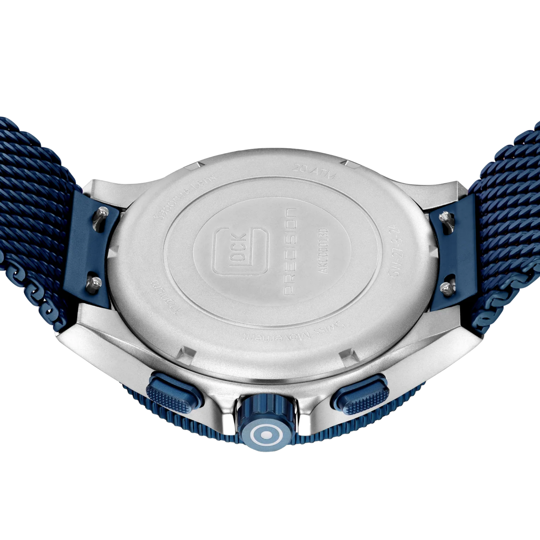 Glock Watch Super Sale - Titanium Case with Dark Blue Face and Mesh Strap (GW-27-3-24)