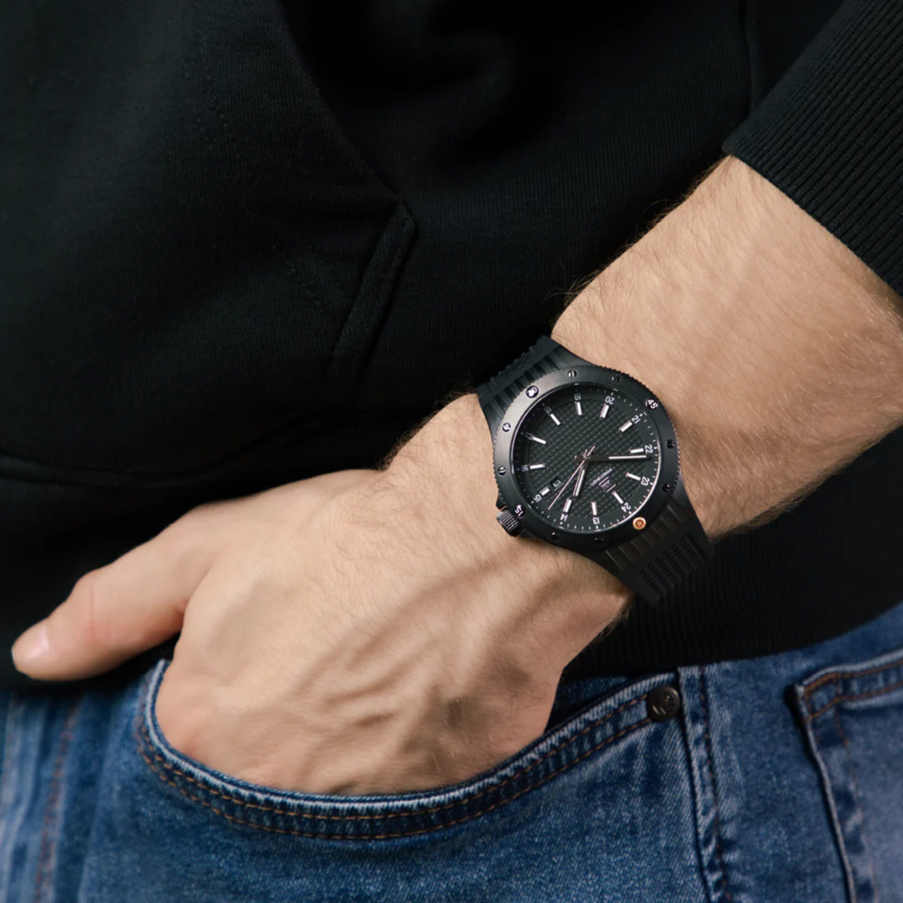 GLOCK Watch Super Sale - Black Stainless Steel Japanese Movement with Mesh Strap (GW-33-1-24)