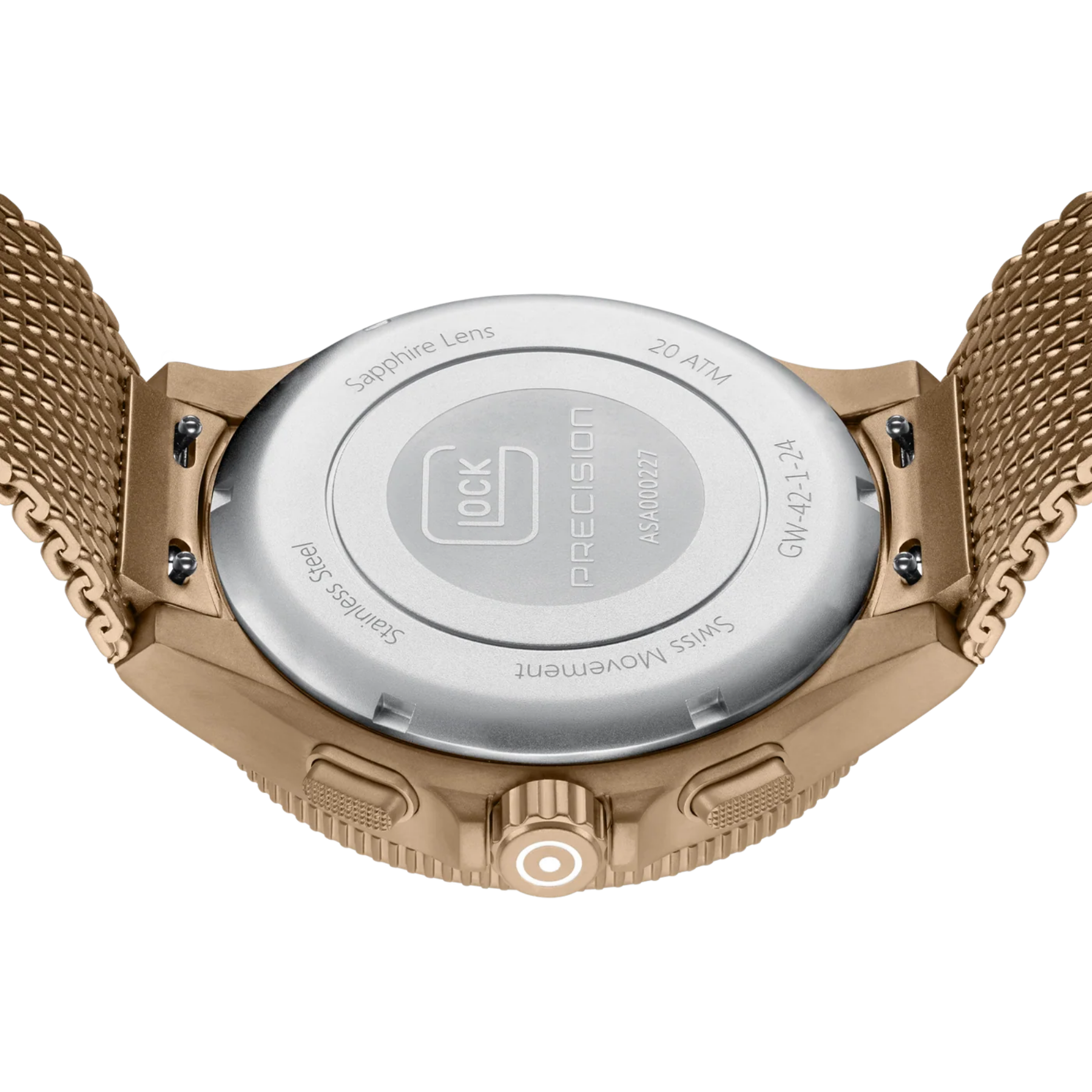 GLOCK Watch Super Sale - Coyote-Tone Stainless Steel Chronograph Watch with Mesh Band (GW-42-1-24)