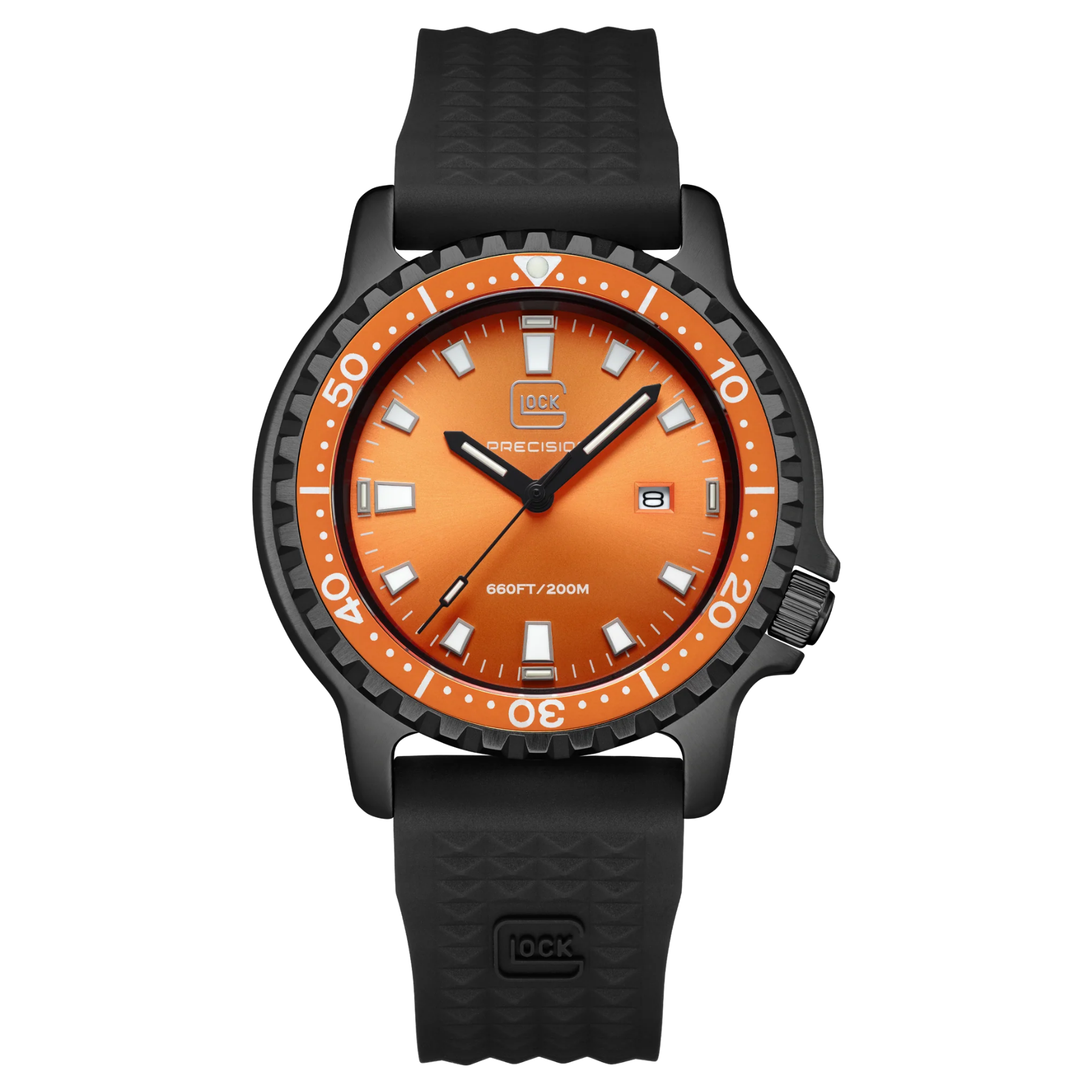 GLOCK Watch Super Sale - Orange and Black Stainless Steel Swiss Quartz Glock Watch (GW-44-4-22)