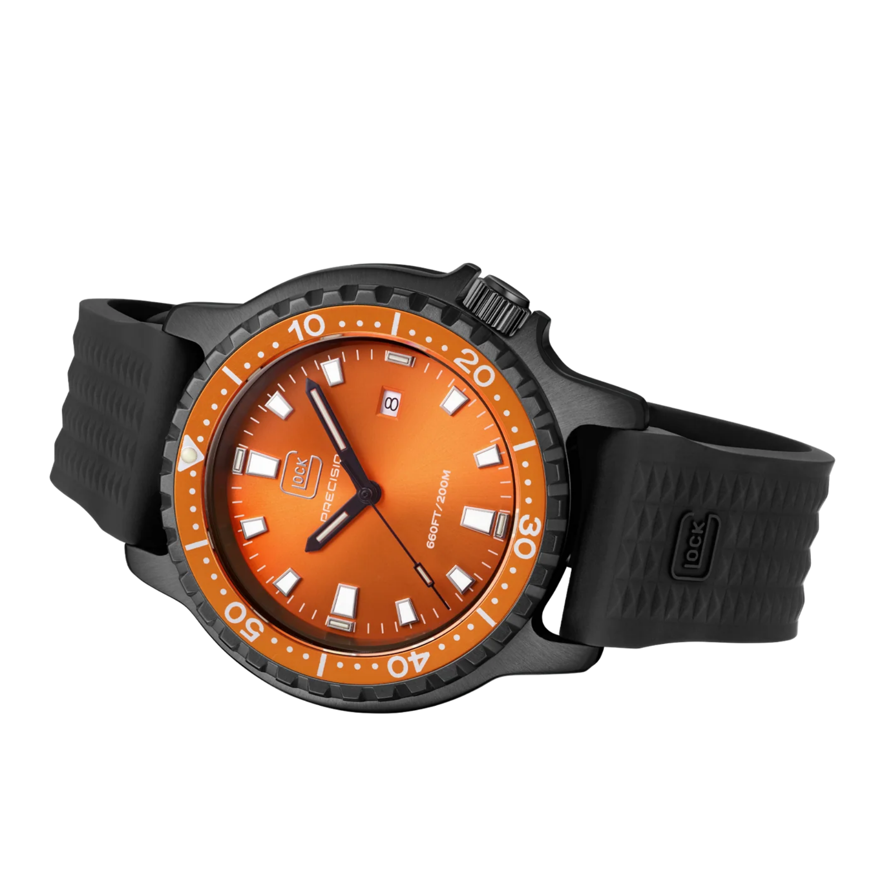 GLOCK Watch Super Sale - Orange and Black Stainless Steel Swiss Quartz Glock Watch (GW-44-4-22)