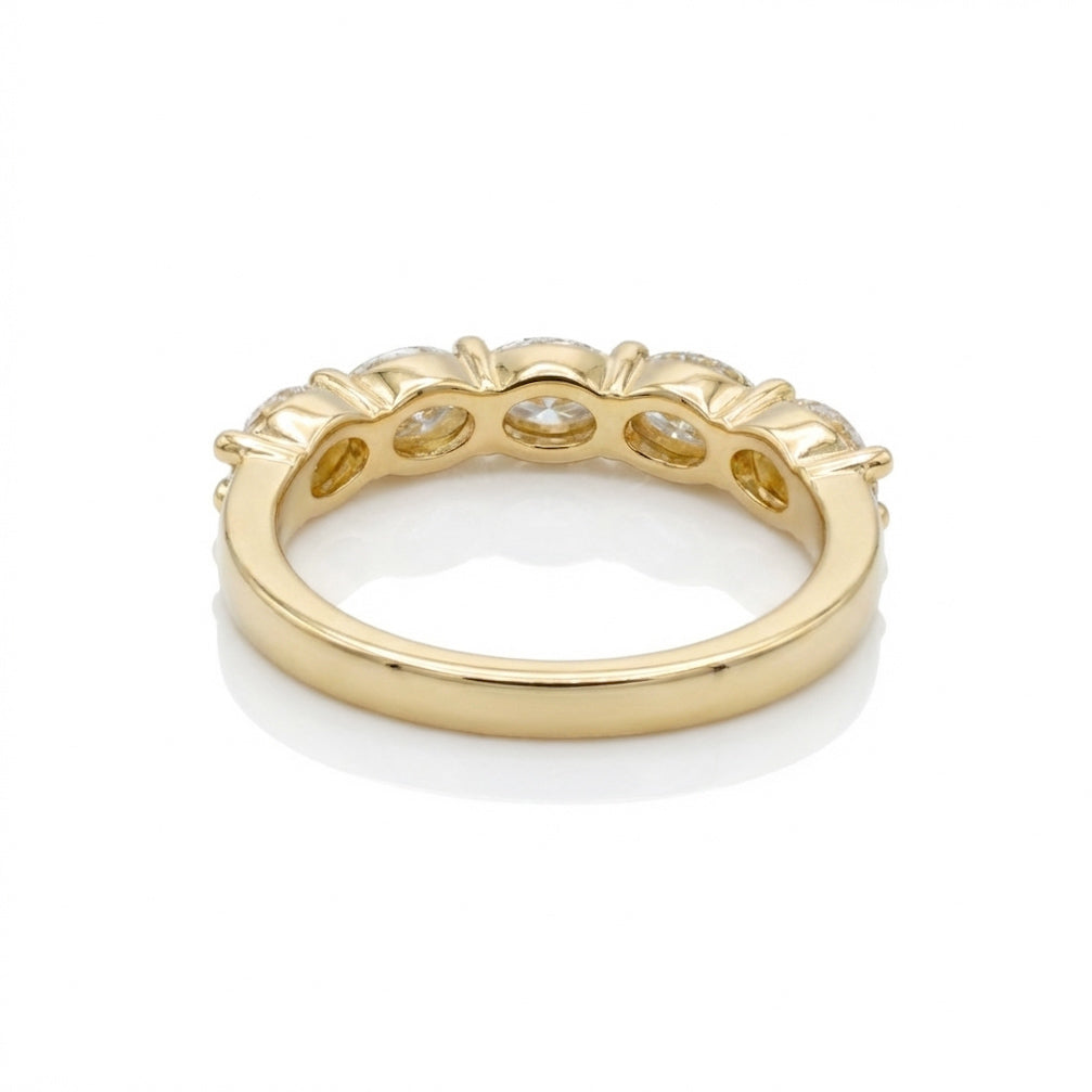 14K Yellow Gold 1.25CTW. Lab-Grown Diamond 5-Stone East-To-West Oval Ring