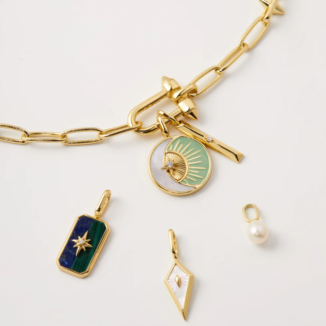 Ania Haie Gold-Plated Eclipse Mother of Pearl & Enamel Charm