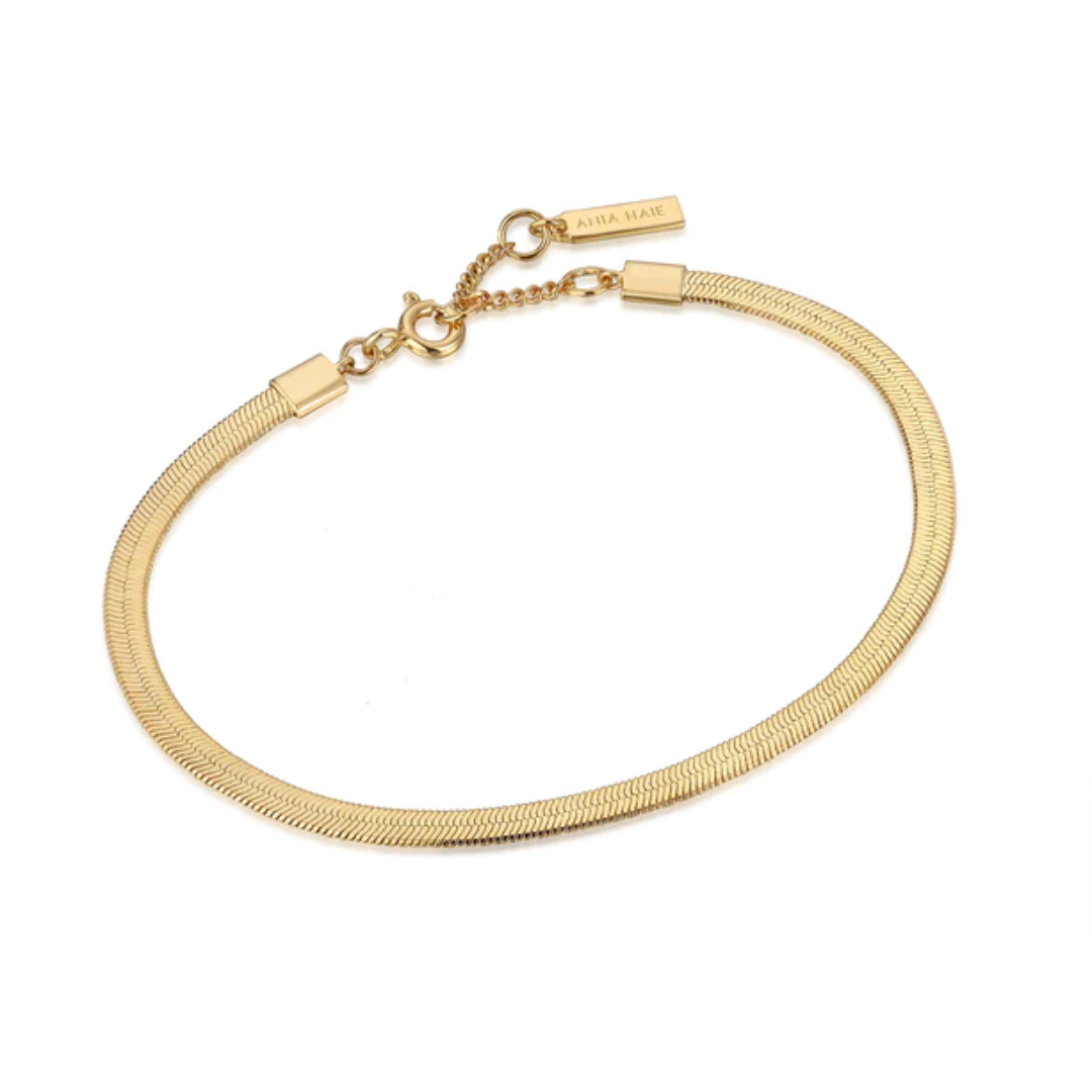 Ania Haie Gold-Plated Flat Herringbone Chain Bracelet