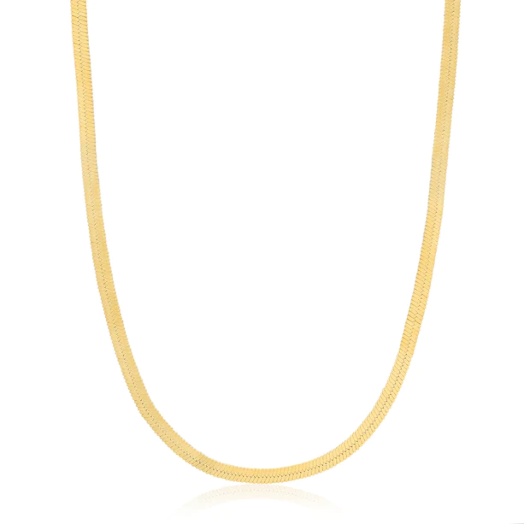 Ania Haie Gold-Plated Flat Herringbone Chain Necklace