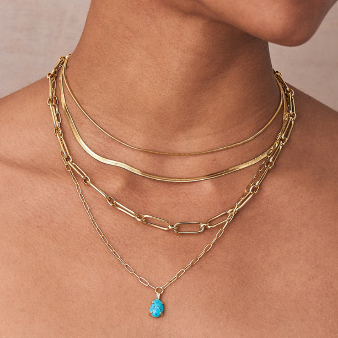 Ania Haie Gold-Plated Flat Herringbone Chain Necklace