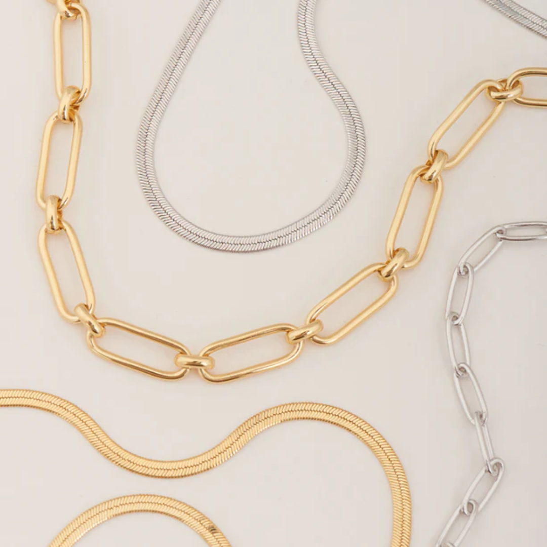 Ania Haie Gold-Plated Flat Herringbone Chain Necklace