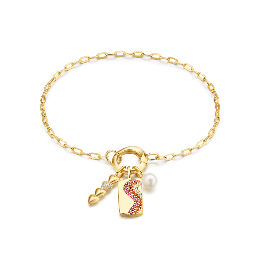Ania Haie 14K Yellow Gold-Plated Wave Pink Sparkle Charm
