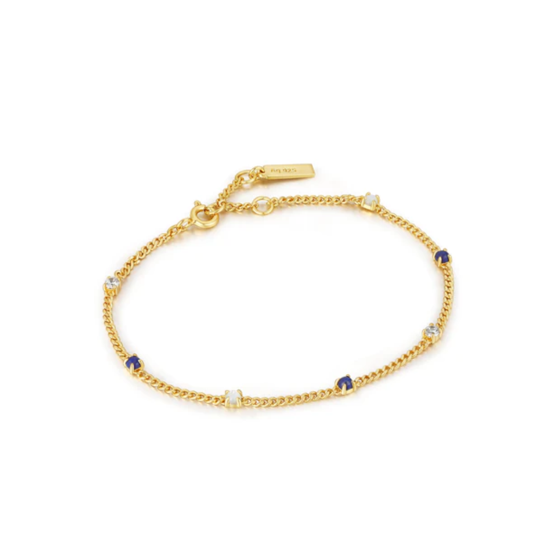 Ania Haie 14K Yellow Gold-Plated Lapis Chain Station Bracelet