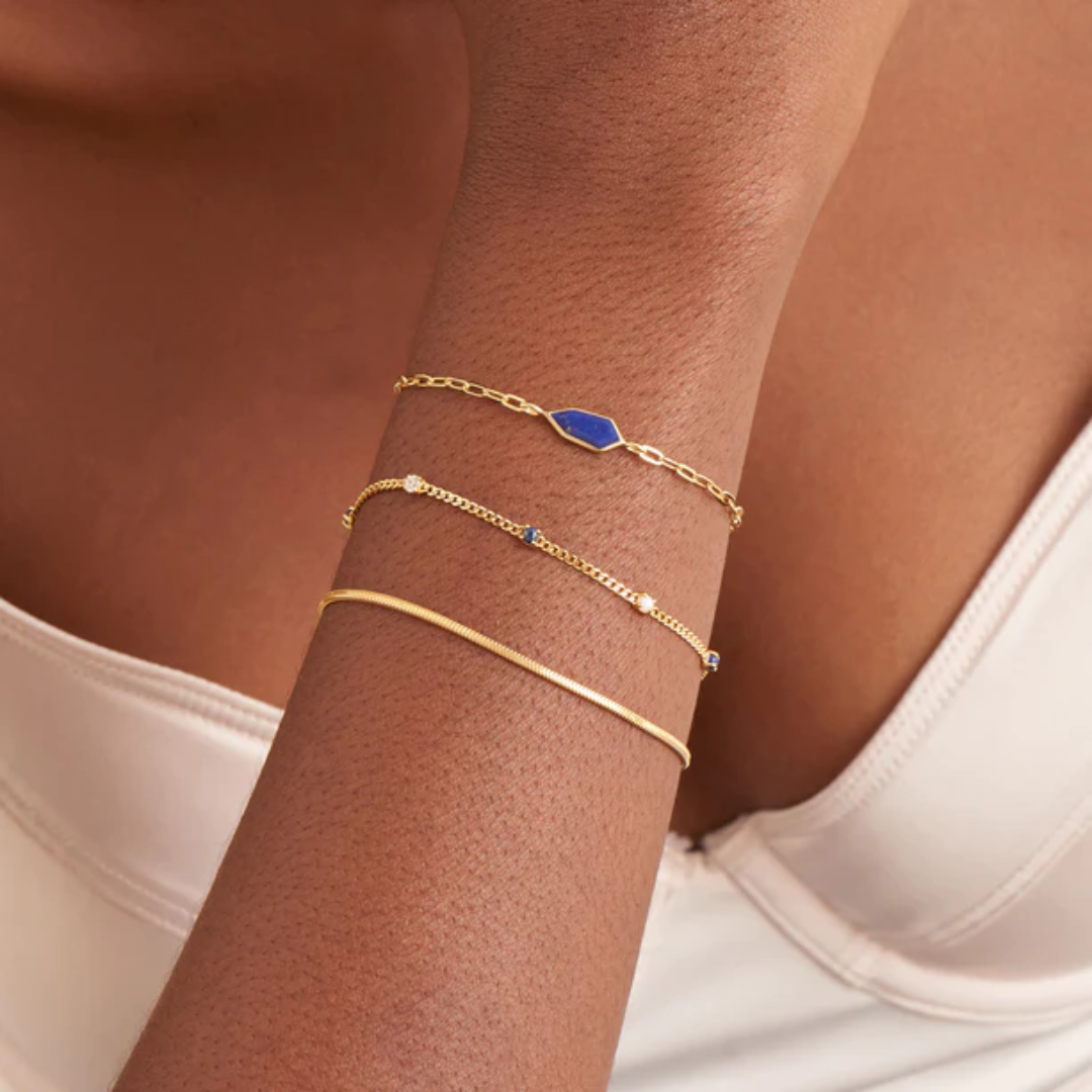 Ania Haie Gold-Plated Lapis Chain Station Bracelet