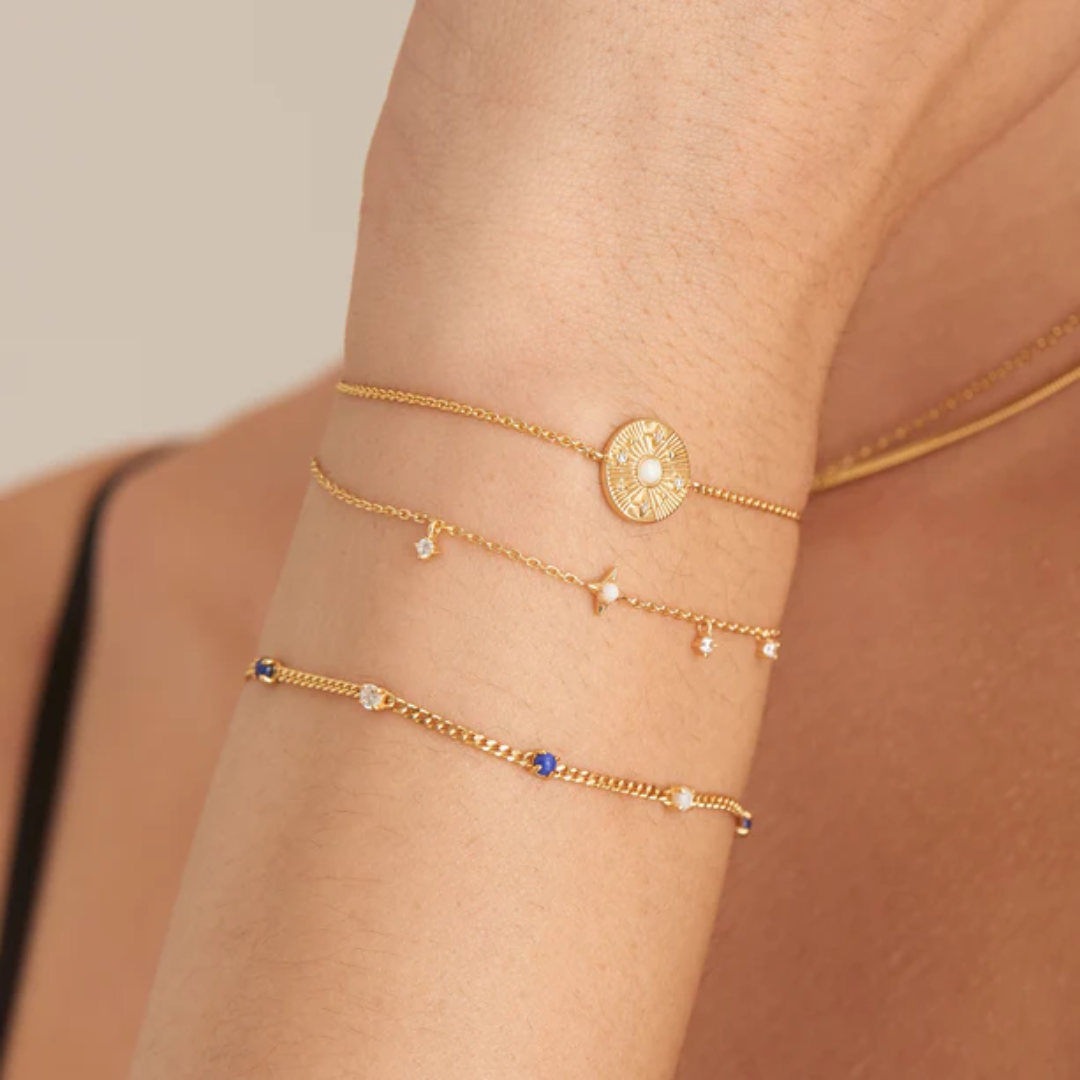 Ania Haie Gold-Plated Lapis Chain Station Bracelet