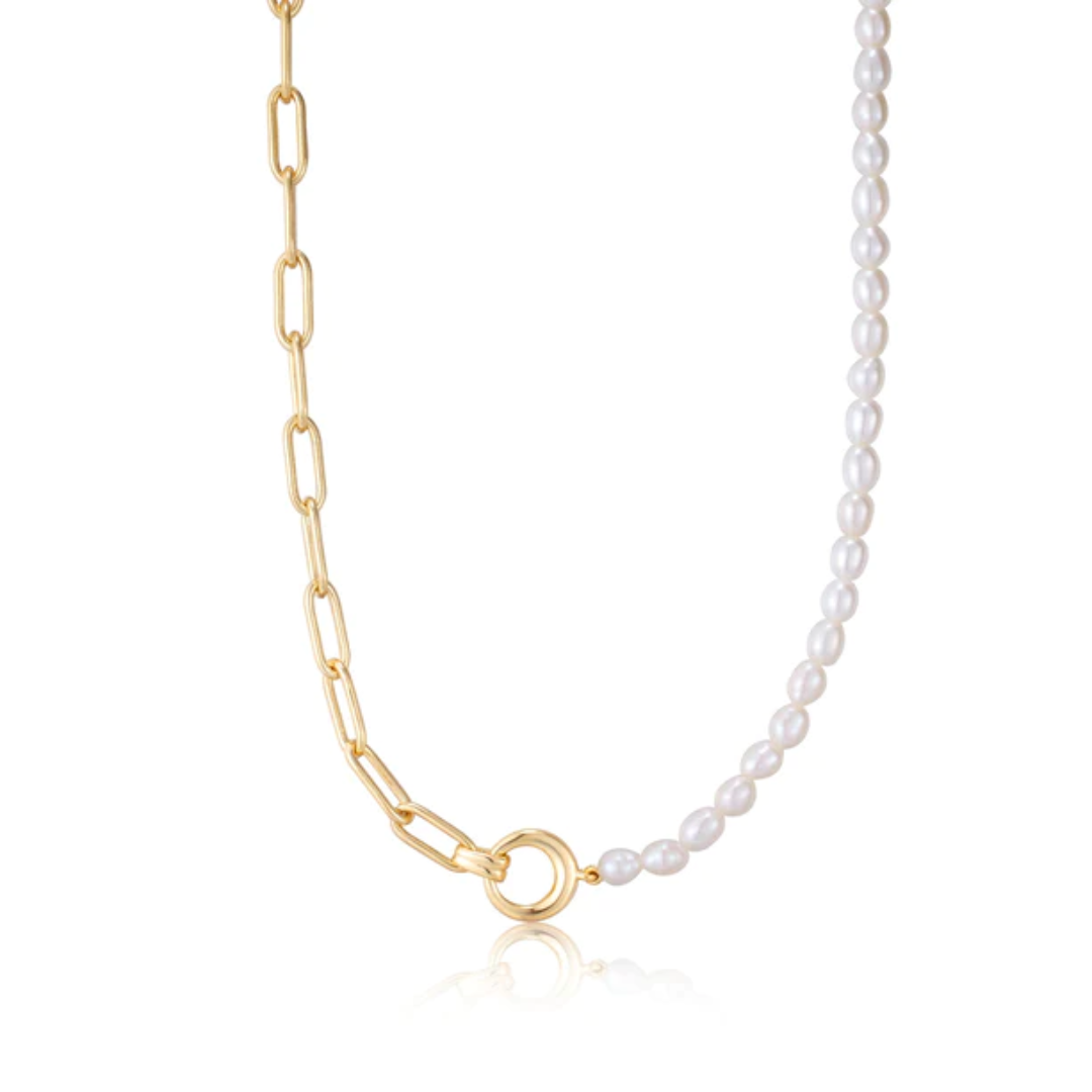 Ania Haie 14K Yellow Gold-Plated Pearl Chunky Link Chain Necklace