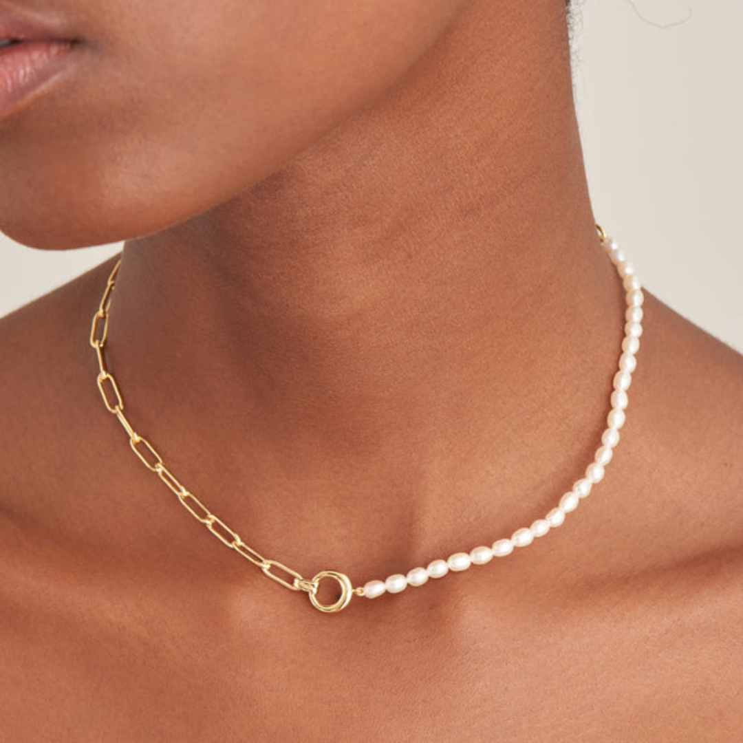 Ania Haie 14K Yellow Gold-Plated Pearl Chunky Link Chain Necklace