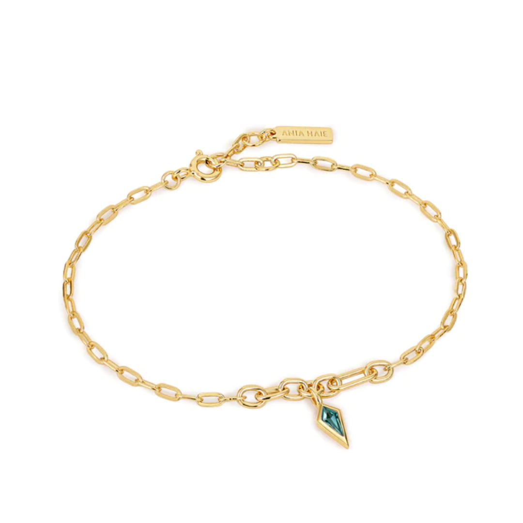 Ania Haie Gold-Plated Teal Sparkle Drop Chunky Chain Bracelet