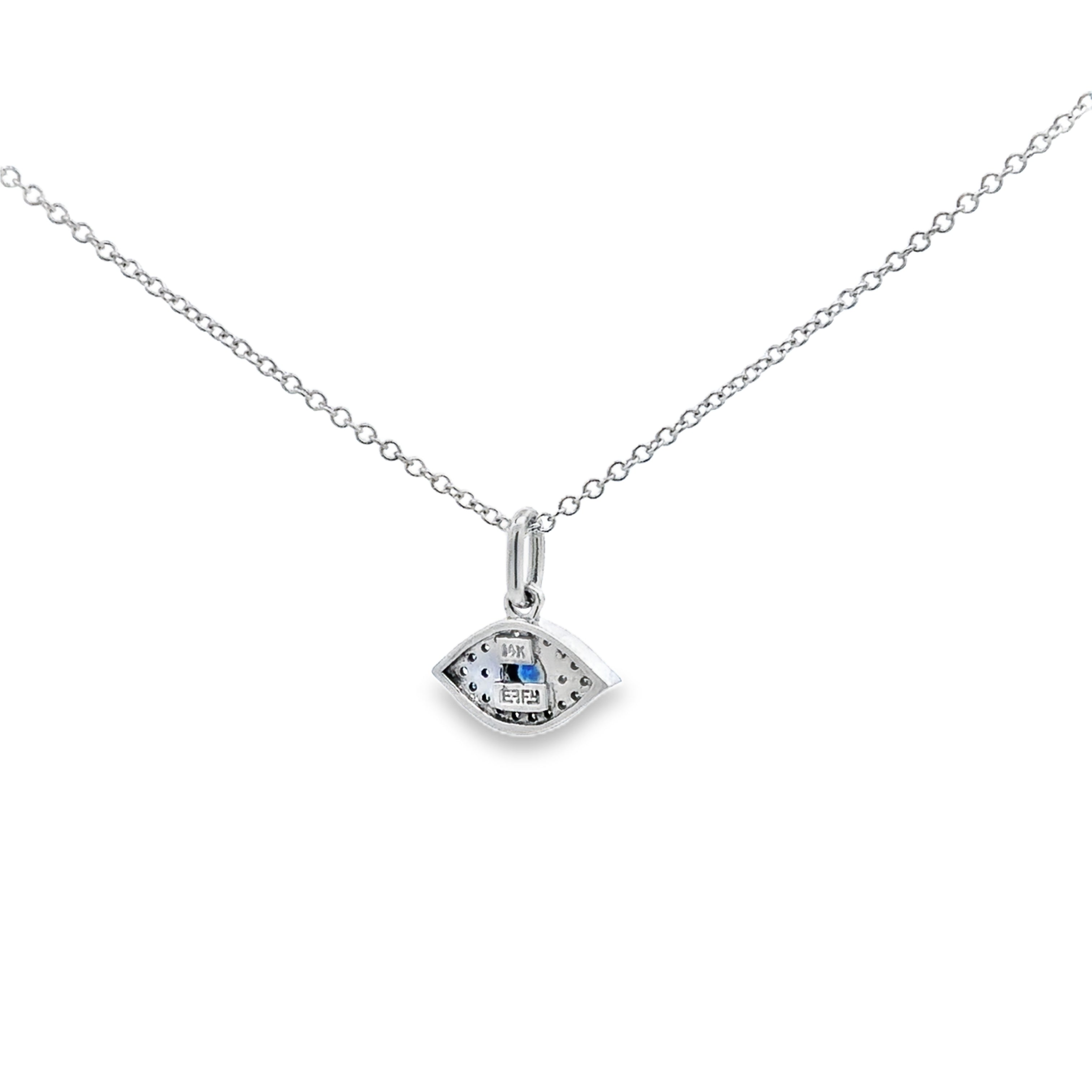 Effy 14K White Gold 1/10 CTW. Diamond & Blue Sapphire Eye Pendant