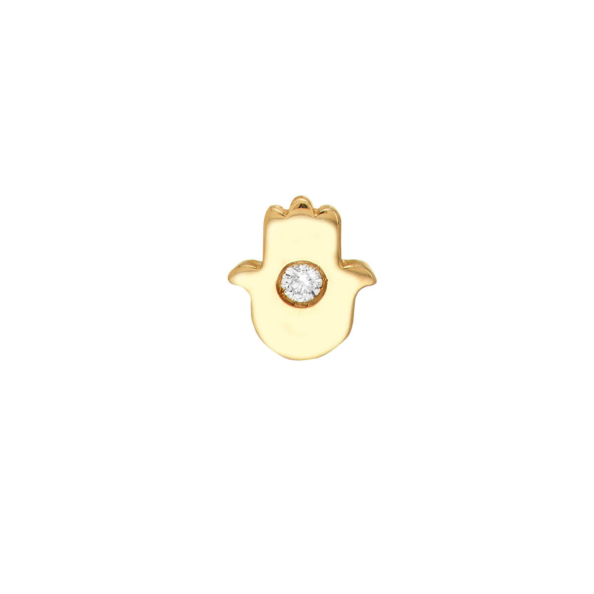 14K Yellow Diamond Hamsa Stud Earrings