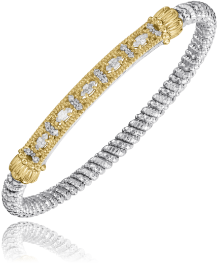 VAHAN 14K Yellow Gold & Sterling Silver 0.45CTW. Diamond 4MM Stackable Bracelet