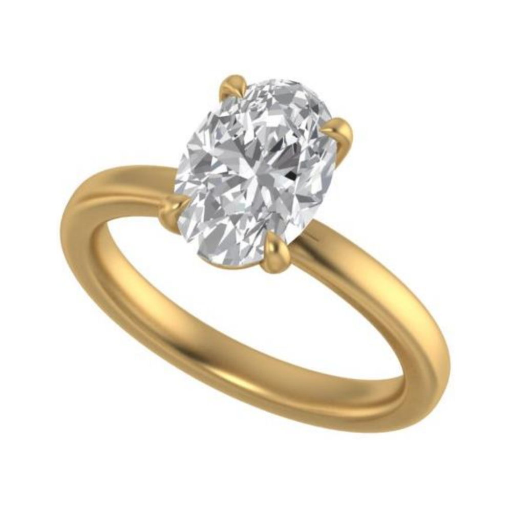 The "Mia" — 14K Yellow Gold Certified 2.58CT. Lab-Grown Diamond Oval-Cut Ideal Solitaire Engagement Ring