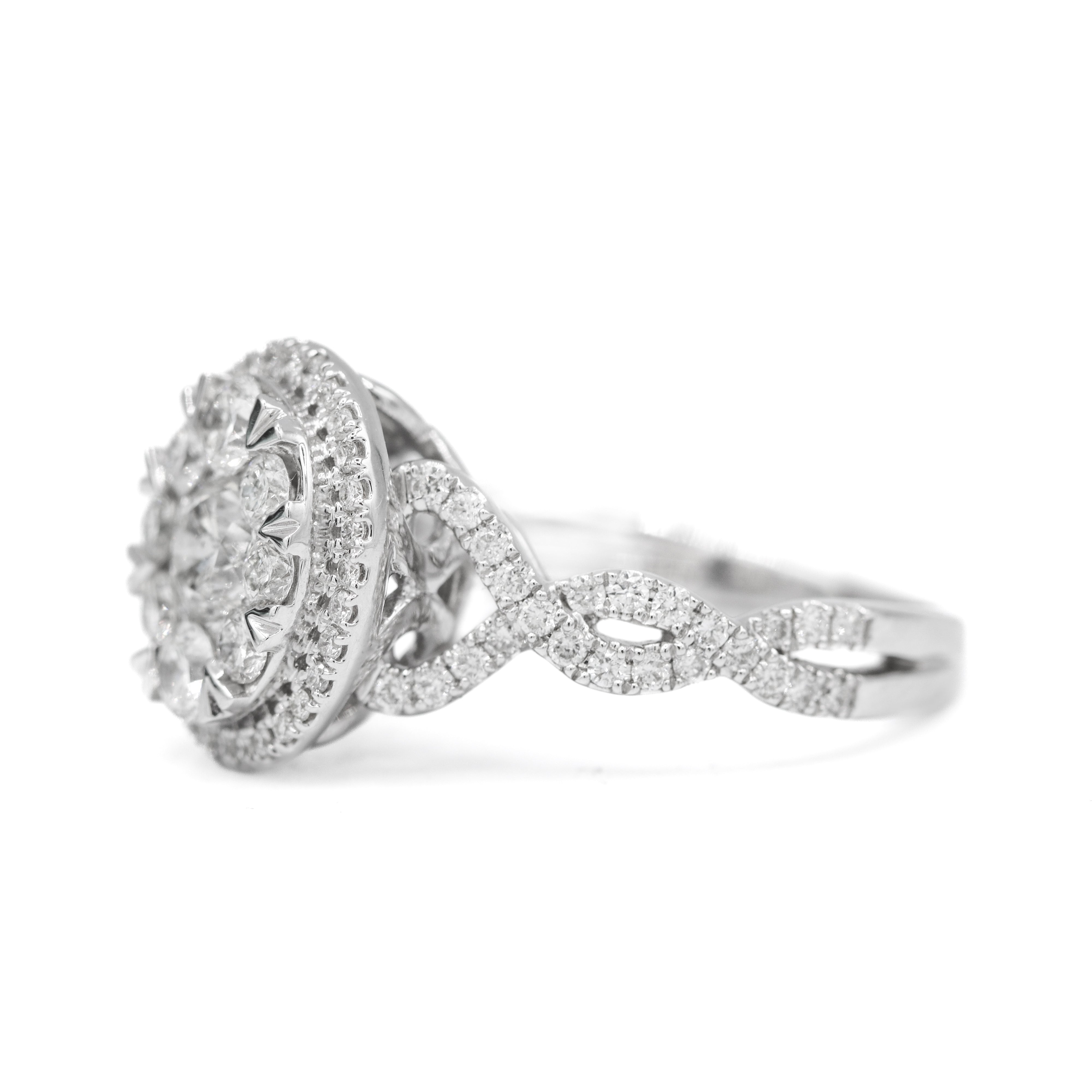 Right Side View of 14K White Gold 1-1/2CTW. Cluster Oval-Shape Halo Twist Engagment Ring