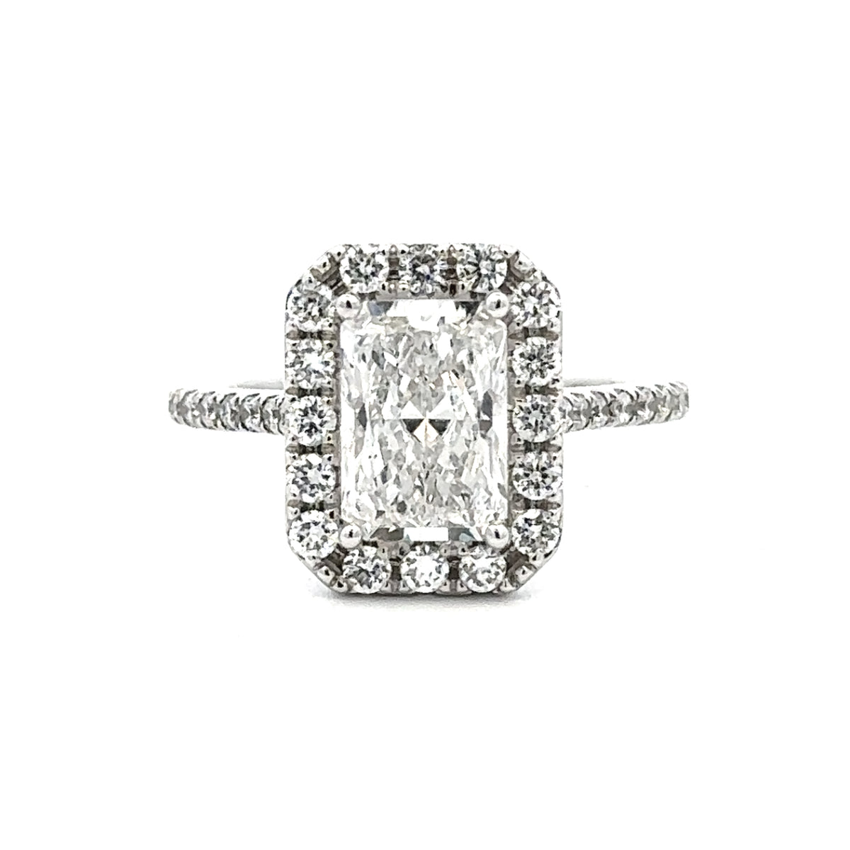 The "Nova" — Certified 14K White Gold 2.78CTW. Lab-Grown Diamond Radiant Halo Accented Engagement Ring