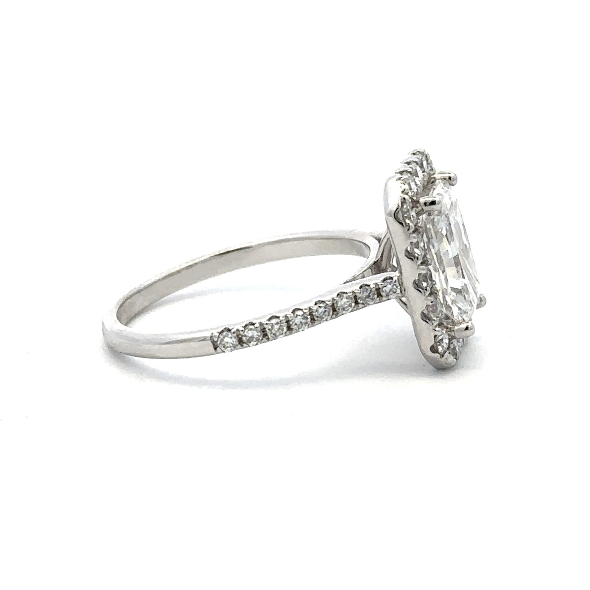 The "Nova" — Certified 14K White Gold 2.78CTW. Lab-Grown Diamond Radiant Halo Accented Engagement Ring