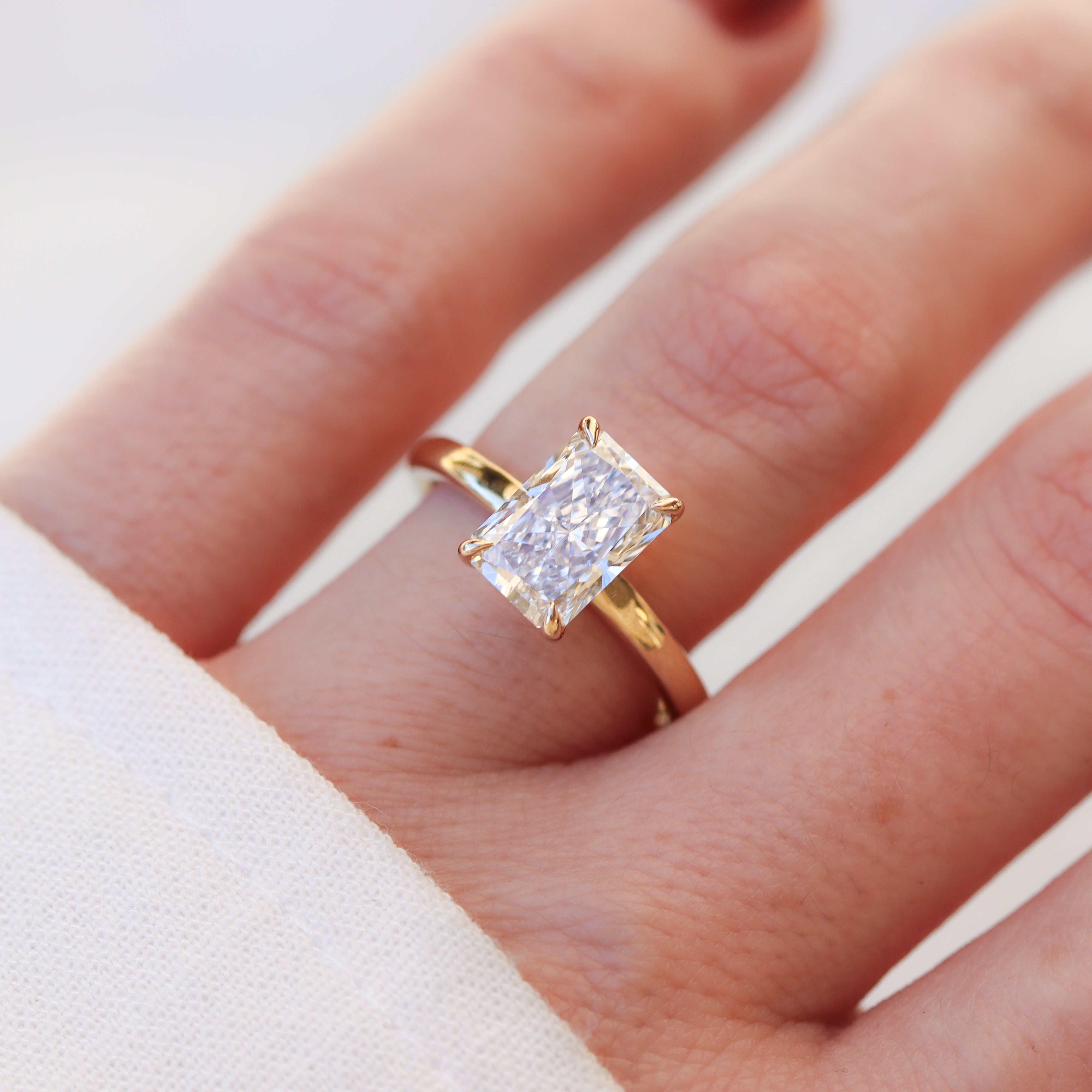 The "Ada" — 14K Yellow Gold Certified 2.54CT. Lab-Grown Diamond Radiant-Cut Ideal Solitaire Engagement Ring