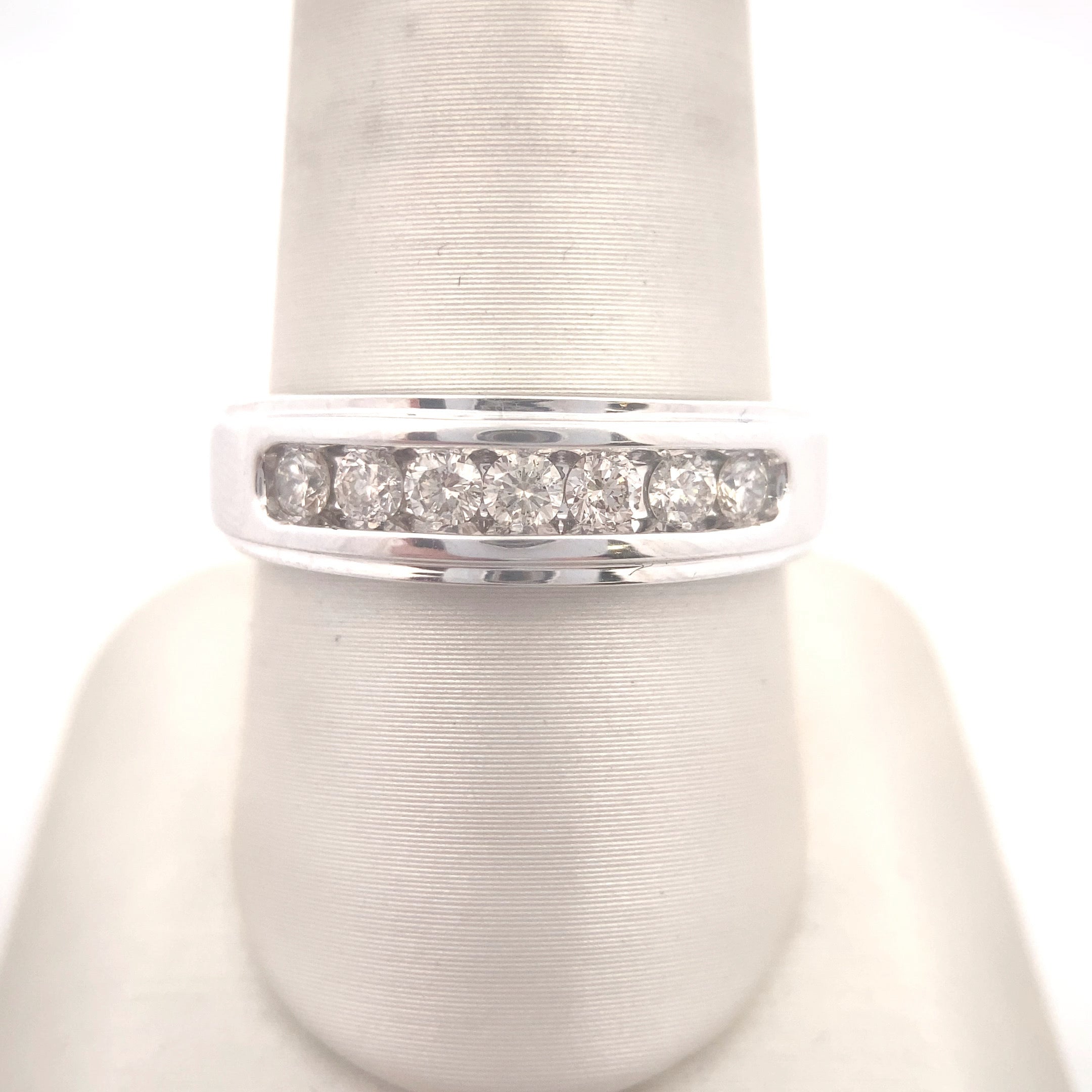 10K White Gold 1/2CT. Men's Diamond Stepped-Edge Channel-Set Wedding Band