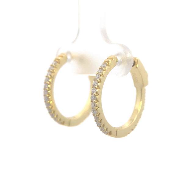 Yellow Gold-Plated Sterling Silver 2CT. Locking Moissanite Hoops