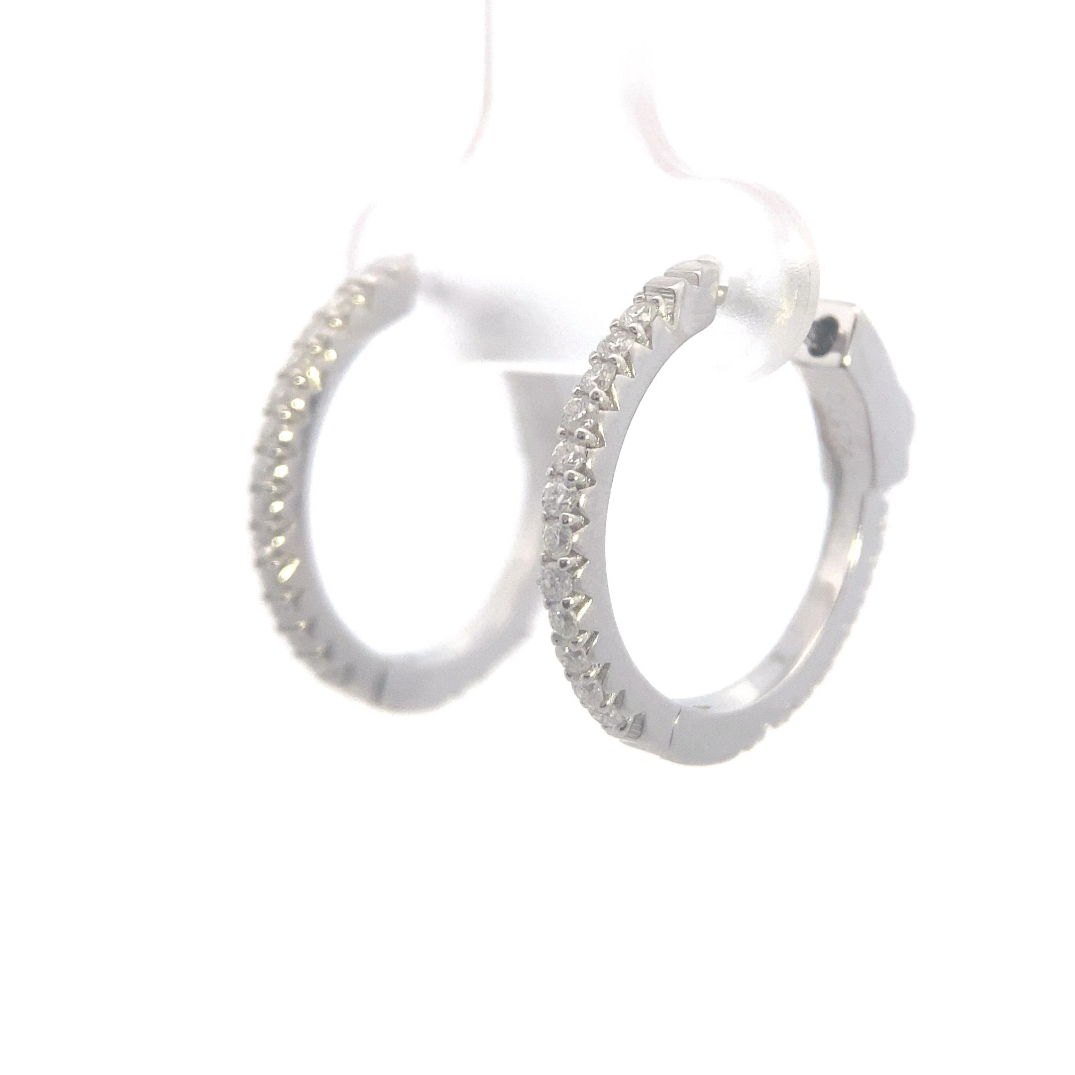 Sterling Silver 2CT. Locking Moissanite Hoops