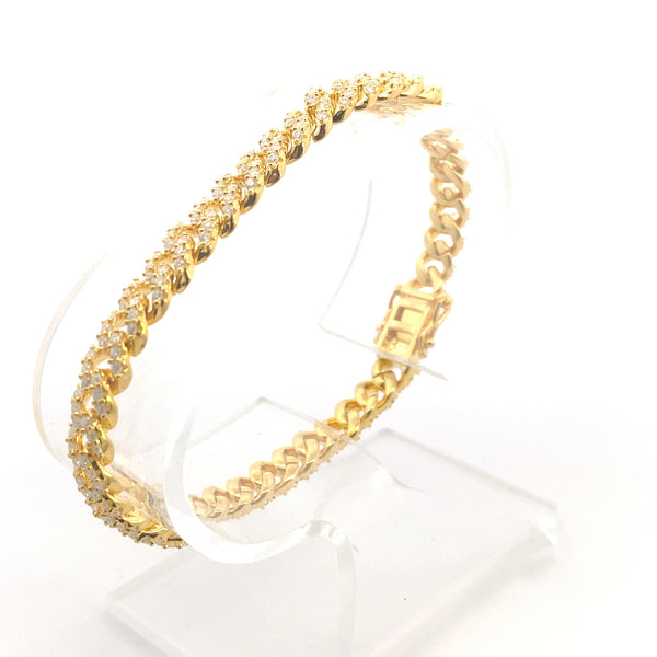Yellow Gold-Plated Sterling Silver 5CT. Moissanite 6MM Pave Miami Cuban Link Bracelet