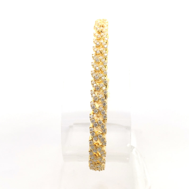 Yellow Gold-Plated Sterling Silver 5CT. Moissanite 6MM Pave Miami Cuban Link Bracelet