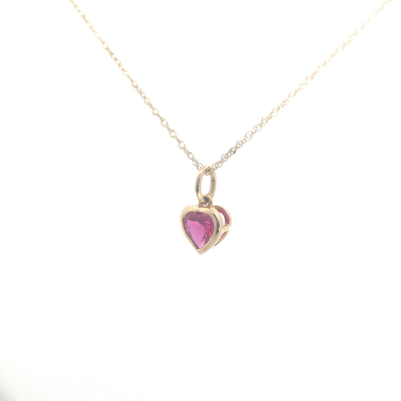 10K Yellow Gold 1/2CT. Lab-Created Ruby Heart-Shaped Pendant