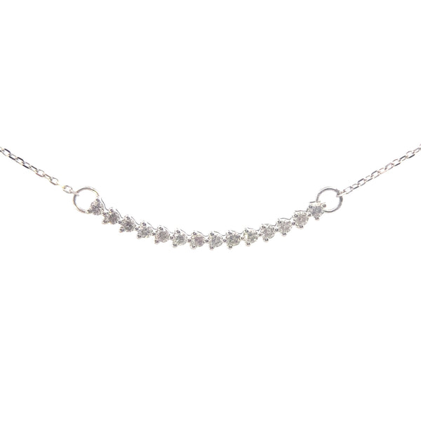 10K White Gold 1/3CT. Curved Diamond Bar Necklace