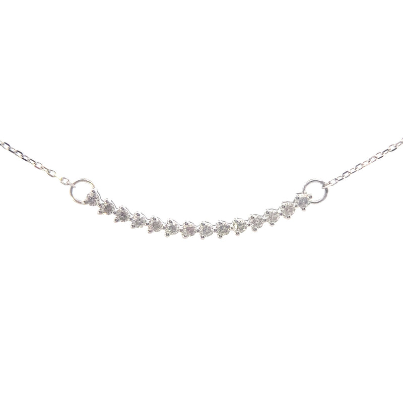 10K White Gold 1/3CT. Curved Diamond Bar Necklace