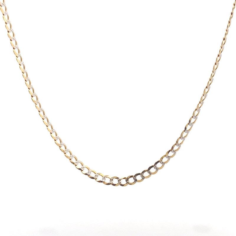 10K Yellow & White Gold Pavé Curb Link Anklet