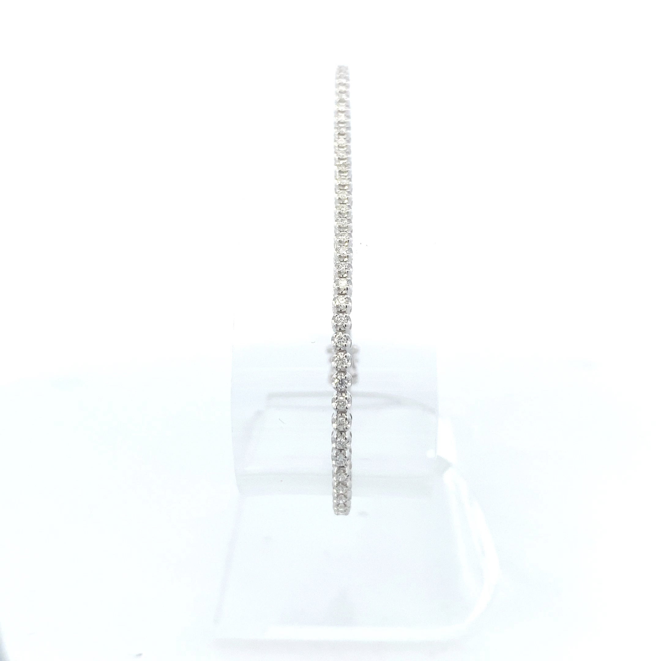 14K White Gold 1CT. Natural Diamond Scalloped Tennis Bracelet