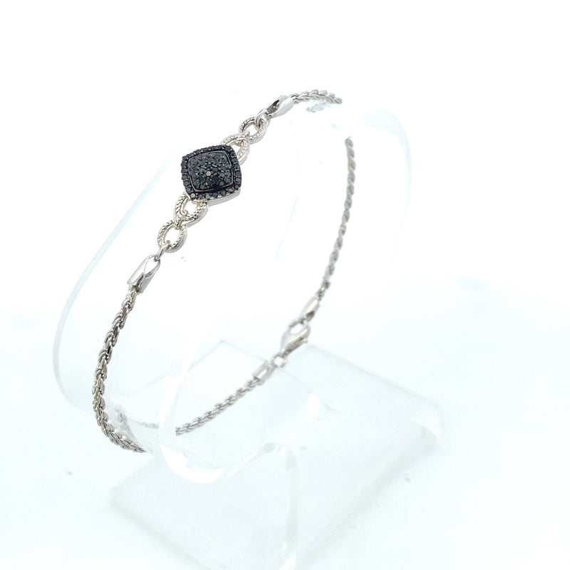 Sterling Silver 1/4CT. Black Diamond Rope-Style Bracelet