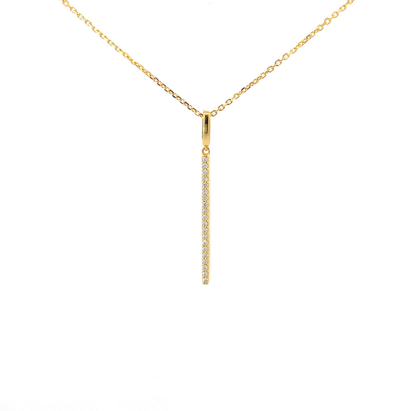 Yellow Gold-Plated Vertical Moissanite Bar Pendant Necklace