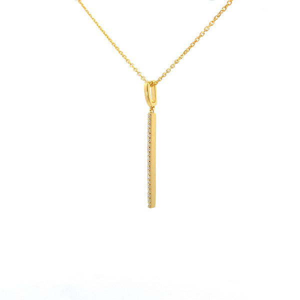 Yellow Gold-Plated Vertical Moissanite Bar Pendant Necklace