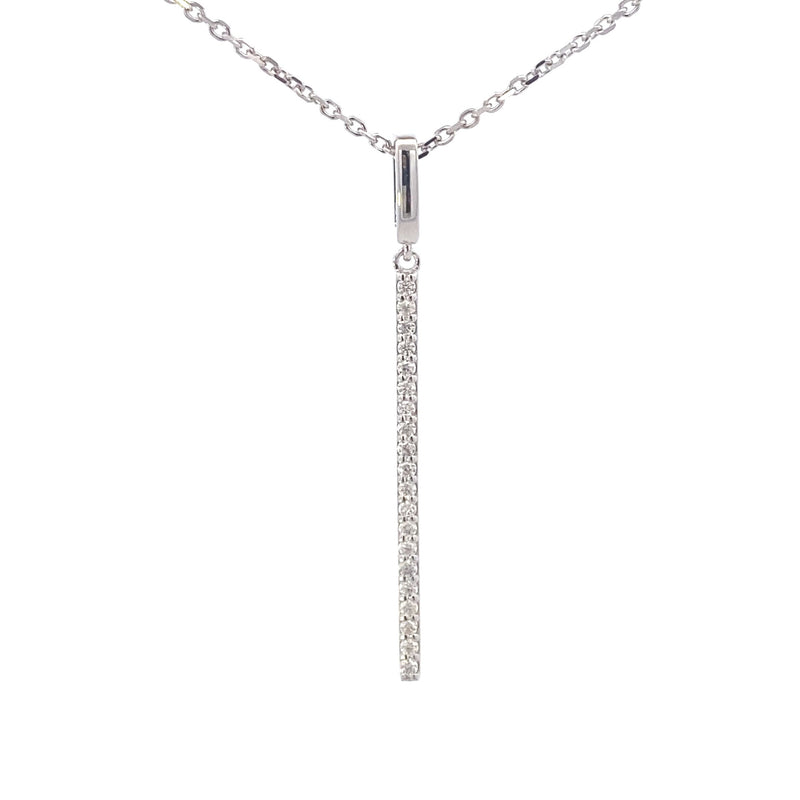 Sterling Silver Vertical Moissanite Bar Pendant Necklace