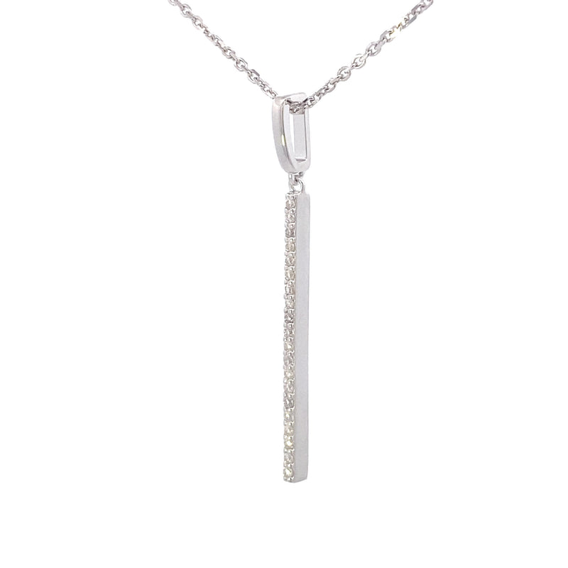 Sterling Silver Vertical Moissanite Bar Pendant Necklace
