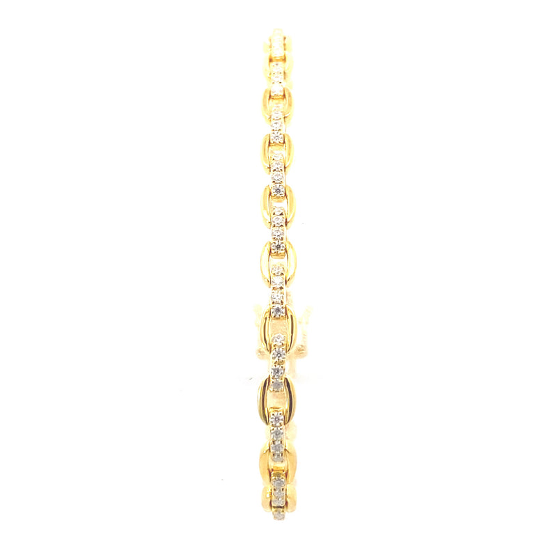Yellow Gold-Plated Moissanite Encrusted Link Bracelet