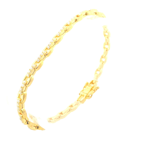Yellow Gold-Plated Moissanite Encrusted Link Bracelet